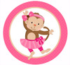 Pink Dancing Monkey Party Spot Sticker Labels