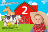 Petting zoo or travelling farmyard kids party invitation. Personalised with a photo of your child.