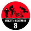 Birthday Party Labels & Stickers - Red BMX Bike