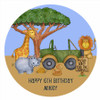 Jungle Safari Animals Personalised Birthday Cake Icing Sheet - Edible Image.