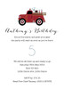 Red Vintage Fire Engine Fire Truck Birthday Party Invitations.