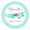 Green Baby Clothesline Party Labels & Stickers.