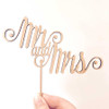 Mr & Mrs Wedding Cake Topper in bamboo - Laser cut wedding cake decoration