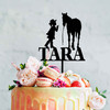 Girls Horse Birthday Cake Topper with Name. Personalised equestrian birthday cake topper