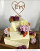 Initials inside heart wedding bamboo cake topper - Laser cut wooden wedding or engagement cake decoration