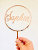 Personalised Name in Circle Cake Topper - Personalised Round Cake Topper with Name - Made in Melbourne Australia