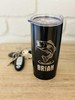 Black fishing themed travel tumbler mug