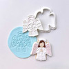Angel cookie stamp with blue fondant impression