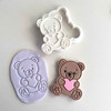 Teddy Bear Holding Heart Cookie Stamp and Cutter