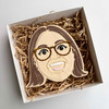 Large custom face cookie in gift box with shredded paper - debossed