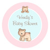 Personalized & custom baby shower party Labels & Stickers - pink baby bear girls theme. For sale in Australia - order online