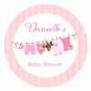 Personalized & custom baby shower party Labels & Stickers - pink clothesline theme. For sale in Australia - order online