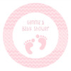 Personalized & custom baby shower party Labels & Stickers - pink footprints theme. For sale in Australia - order online