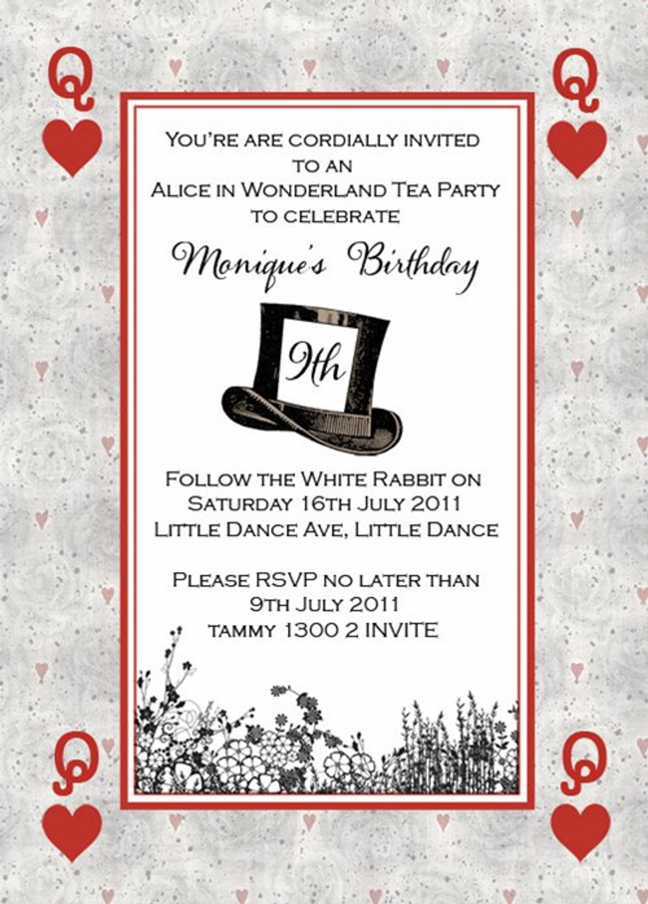 mad hatter hat invitation