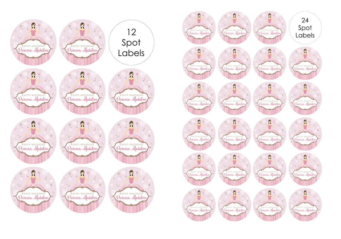 Birthday Party Labels &amp; Stickers - Princess Party