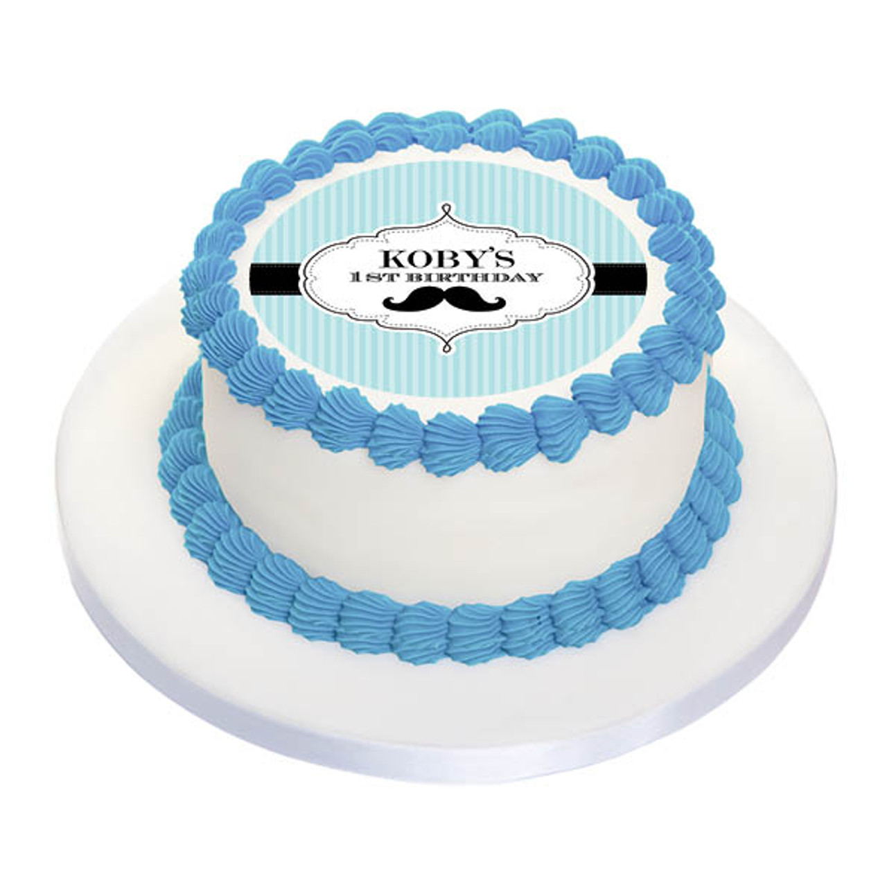 White Petal Mustache 1st Birthday Cake NJ – Blue Sheep Bake Shop