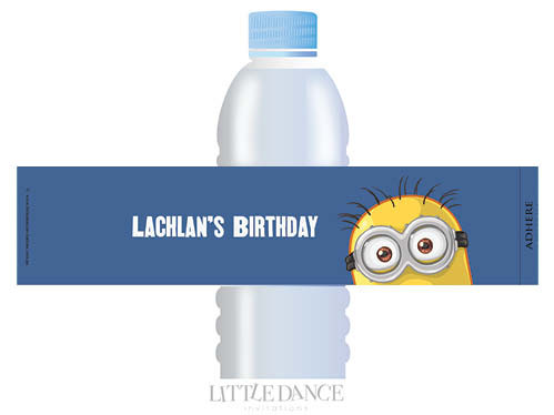 Birthday Party Water Bottle Label - Minion Inspired