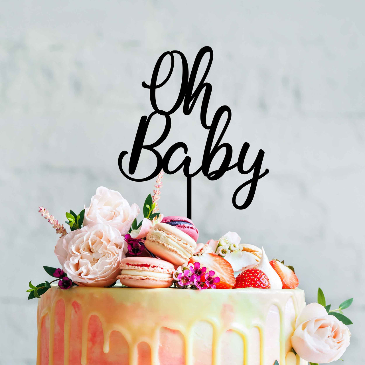 Pretty Baby Shower cake topper - Oh Baby Cake Decoration Design