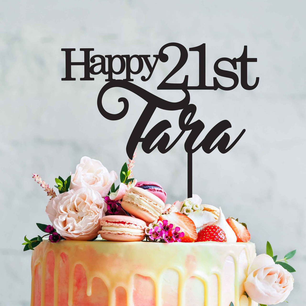 Twenty First Cake Topper | Birthday Topper | Etched | Etched