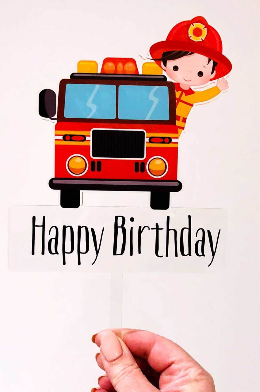 Fire Truck Cake Topper, Firefighter Cake Topper