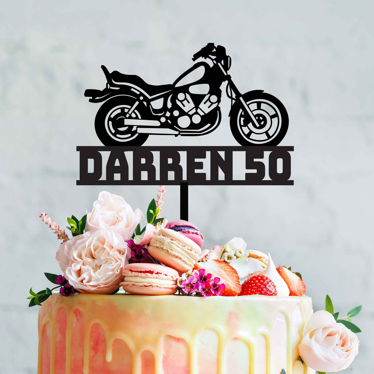 Poker cake with fondant motorbike cake topper