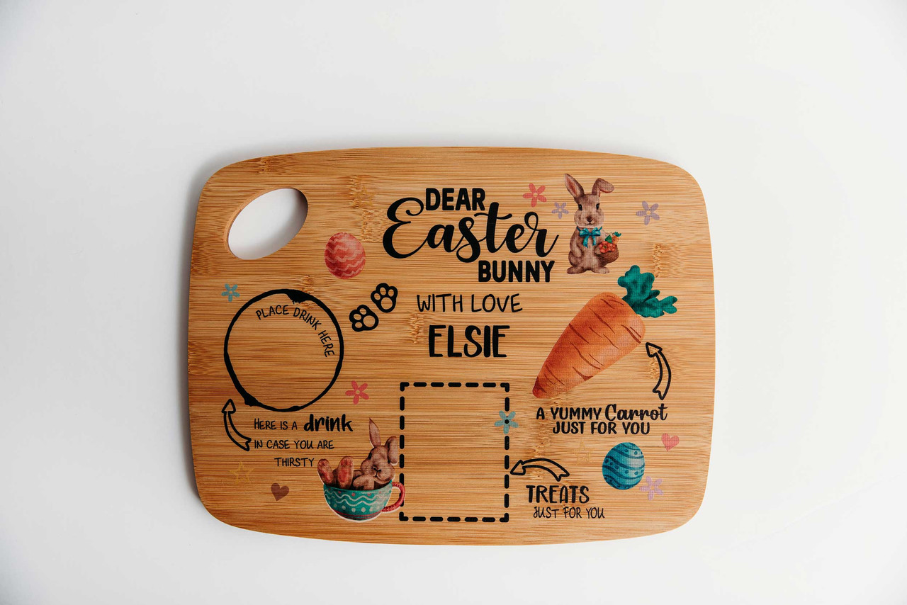 Personalised Easter Easter Bunny Snack Tray Custom Bamboo Treat Board