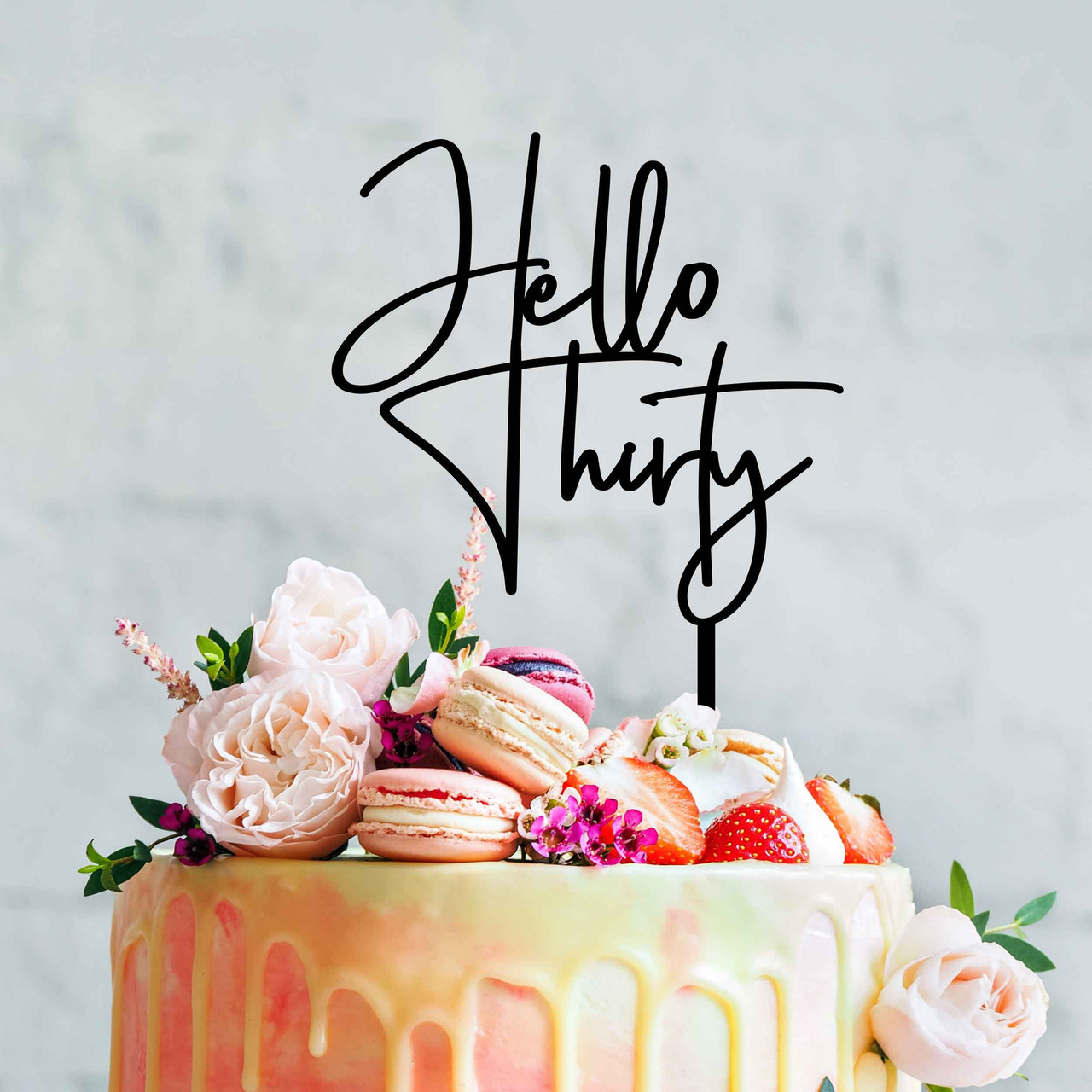 Hello Thirty Happy Birthday Cake Topper Gold Acrylic Number 30 Acrylic Cupcake  Topper for 30th Birthday Party Cake Decorations