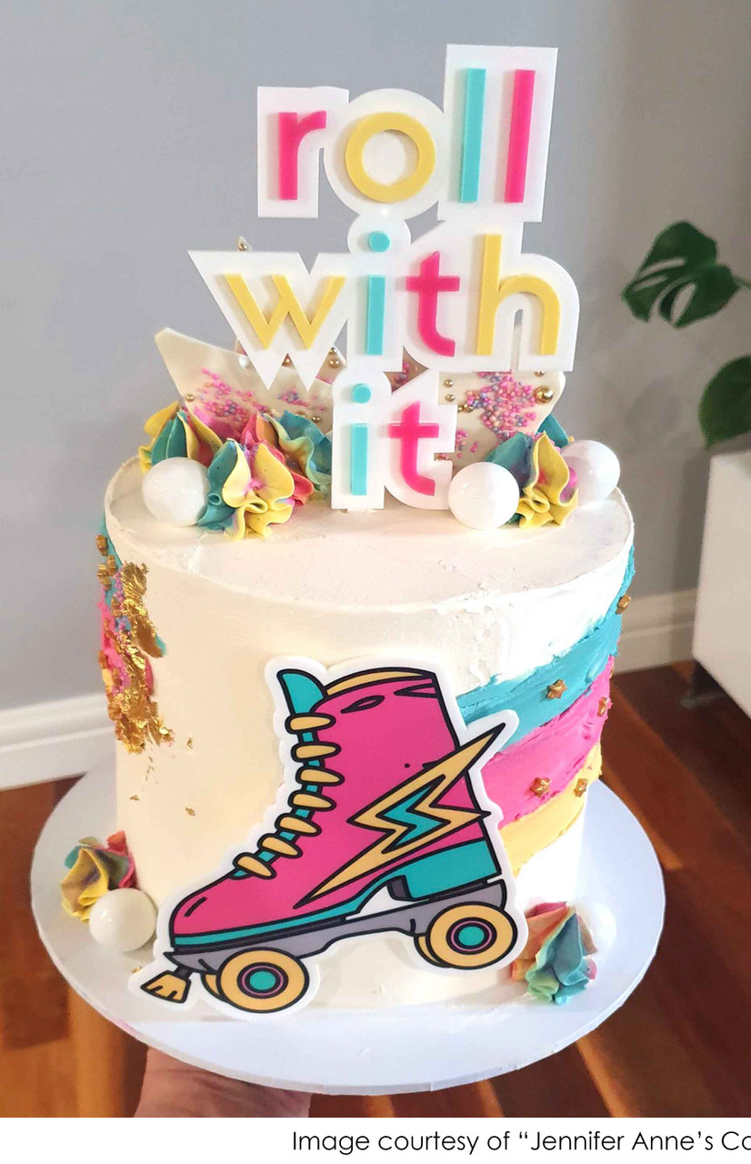 Roller Skating Cake Topper & Plaque Add a Playful Touch to Your Cake