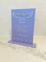In Loving Memory Sign - Angel Wings and Halo in Gold Mirror on Acrylic