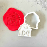 Farm Barn cookie stamp with matching cutter
