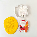 Surfing Santa cookie stamp and cutter set