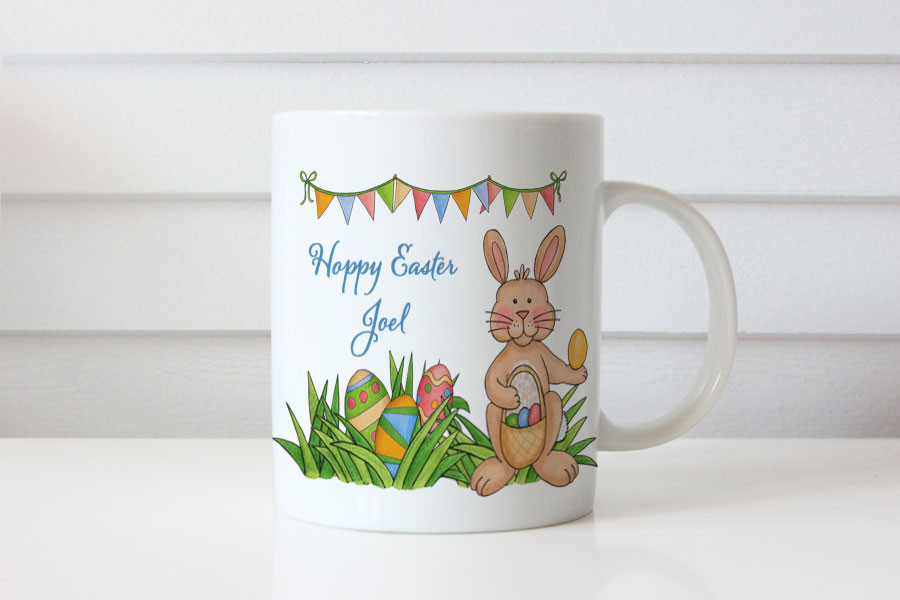 Personalized Happy Easter Coffee Mug Gift Hoppy Easter Themed Custom