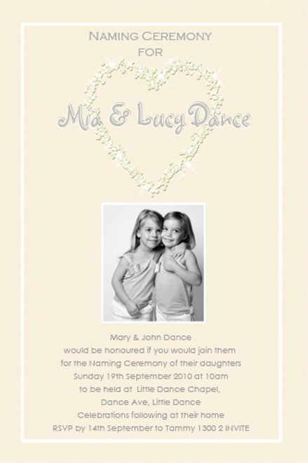 Diamons and Cream Baptism Naming and Christening Invitations