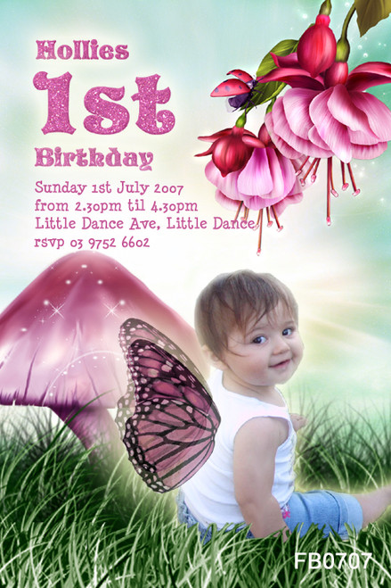 Girls Butterfly Fantasy Birthday Party Invitations