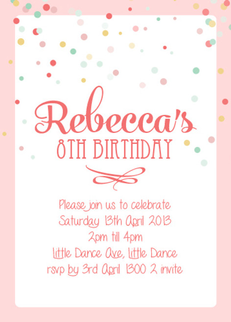 Confetti Birthday Party Invitations