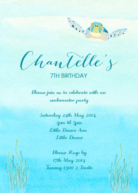 Sea Turtle Birthday Party Invitation