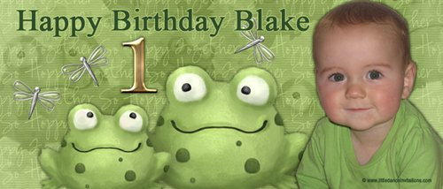 Party Banners - Green Frog Birthday Party Banner