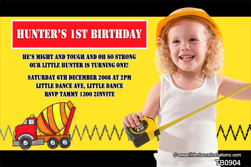 Construction Birthday Party Invitations