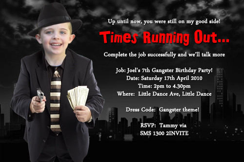 Gangster Birthday Party Invitations