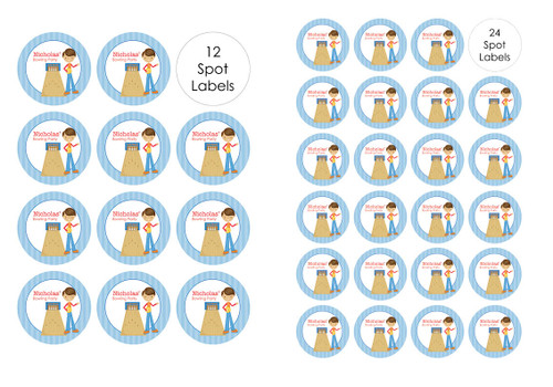 Boys Ten Pin Bowling Party Personalised Party Spot Stickers & Labels
