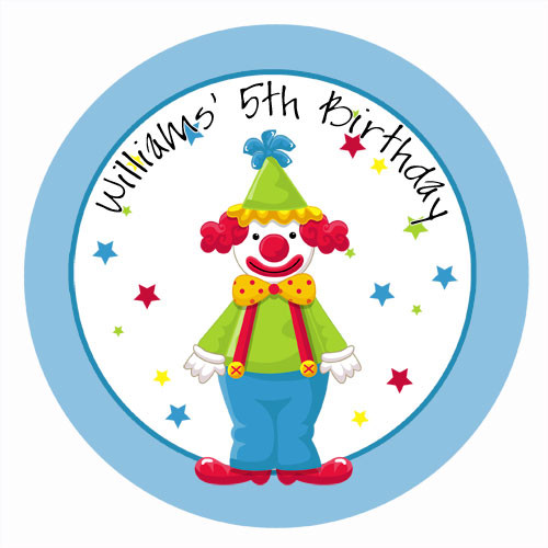 Clown Around Party Personalised Party Spot Stickers & Labels