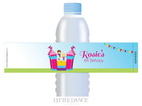 Bouncing Castle party personalised water bottle labels or Jumping Castle Birthday Party personalised water bottle favour labels. Labels only, bottles not included. Printed in Australia