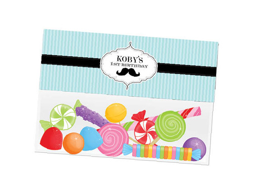 Little Moustache Man party themed personalised birthday party lolly bag, loot bag and party favour bags. Little Moustache Man party themed personalised birthday party lolly bag, loot bag and party favour bags.