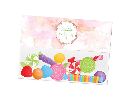 Floral Watercolour party themed personalised birthday party lolly bag, loot bag and party favour bags.