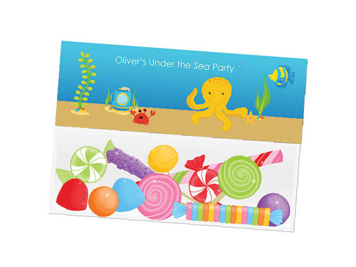 Sea Creatures party themed personalised birthday party lolly bag, loot bag and party favour bags.