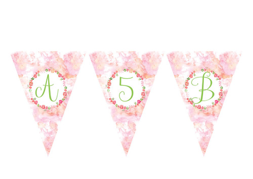 Floral Watercolour Birthday party personalised bunting flag decorations.