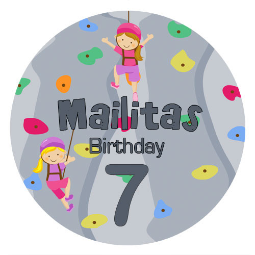 Girls Rock Climbing Birthday Party personalised stickers and labels