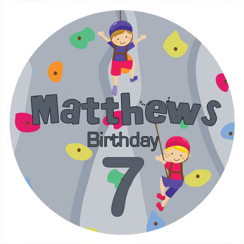 Boys Rock Climbing Birthday Party personalised stickers and labels
