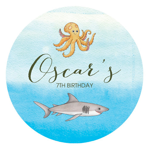 Shark Under the Sea Personalised Party Labels & Stickers & Stickers. Shark Under the Sea Personalised Party Labels & Stickers & Stickers.