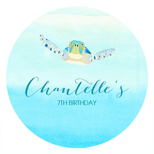 Sea Turtle Under the Sea Personalised Party Labels & Stickers & Stickers.